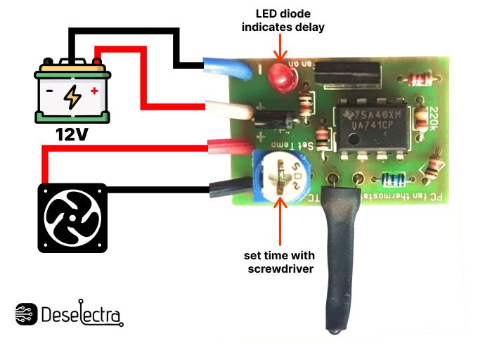 PC electronic fan temperature controlled thermostat regulator kit 1A 12V NTC Box